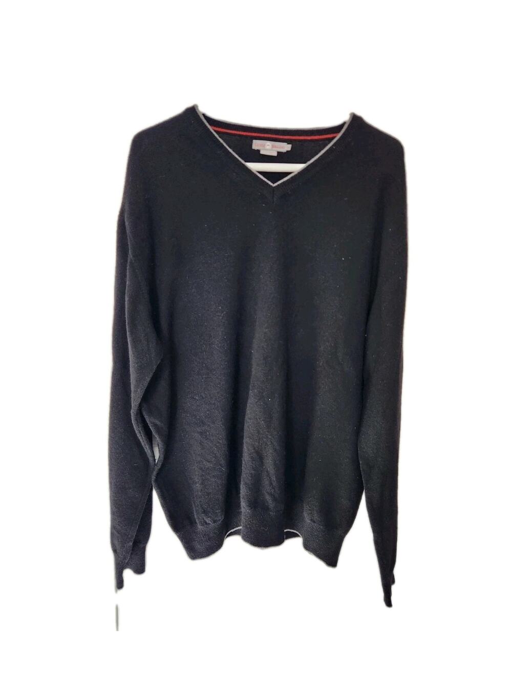 Luigi Baldo Black V-Neck Cashmere Sweater Men's Size XL Golf Made in Italy